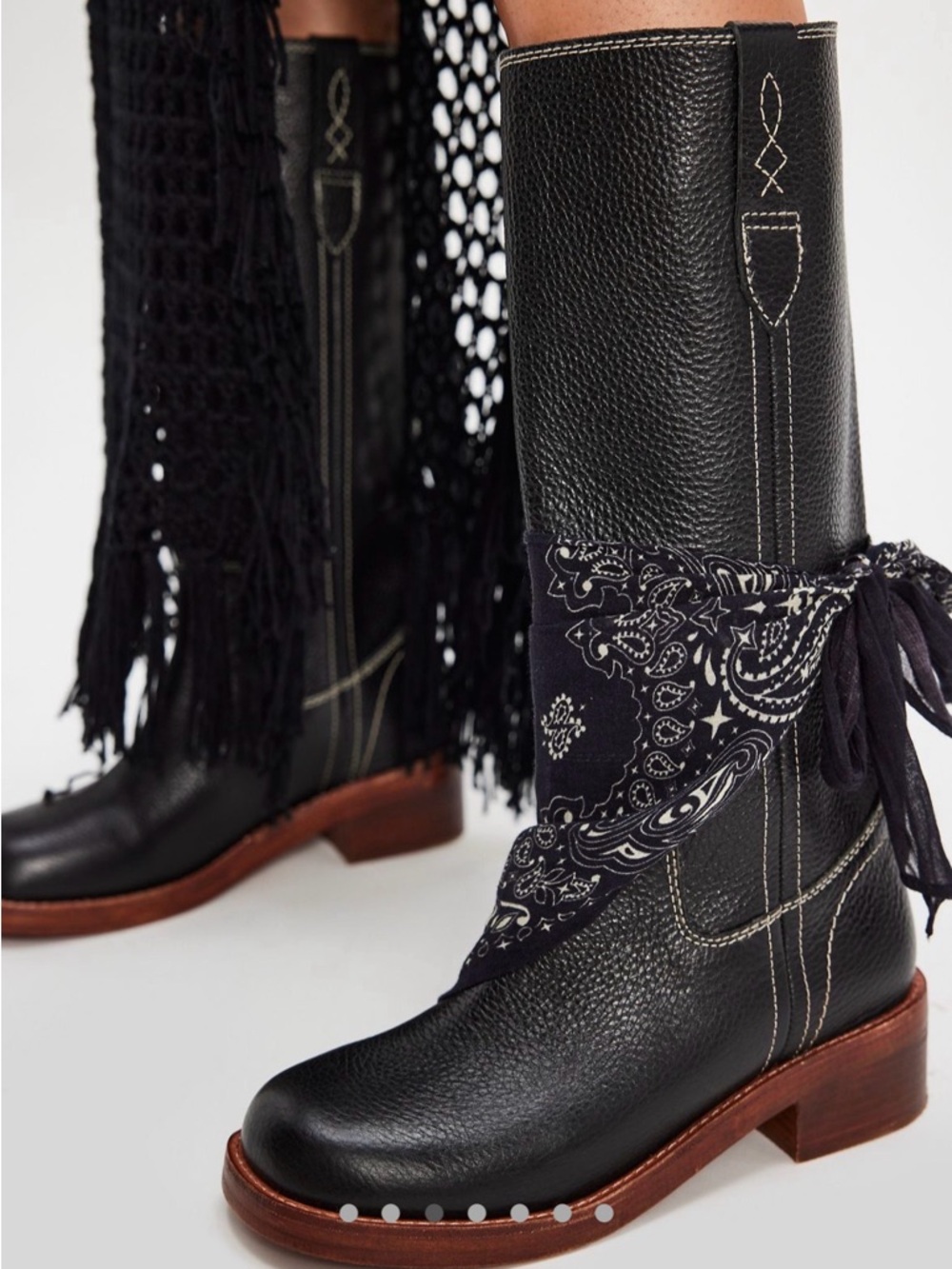 Free People Black Leather Combat Moto Boots